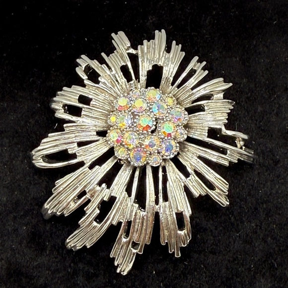 Jewelry - Vintage Aurora Borealis Rhinestone Starburst Brooch Mid Century Costume jewelry